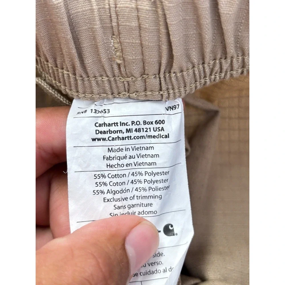 Carhartt Mens Ripstop Cargo Pants Tan Khaki Wide Leg Elastic Waist C54108 Large